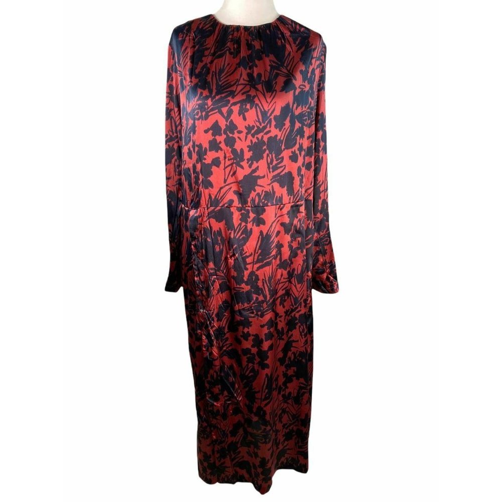 Aglini stretchy silk maxi navy&red KIMONO dress